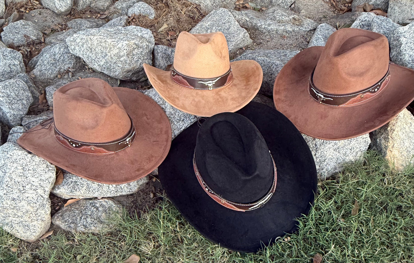 Premium Suede Cowboy Hat XL - Adjustable Style Hat for Men & Women 60-61cm Size with 10cm Brim & 12cm Height