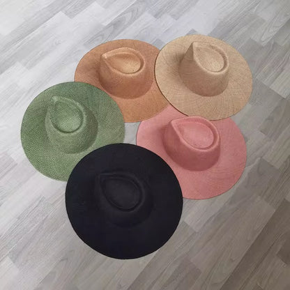Wide Hand Woven stiff Straw Hat