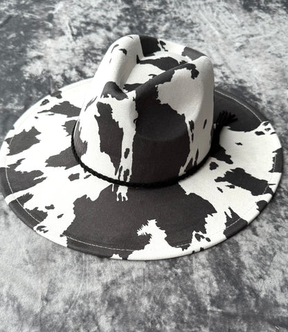 Everyday premium Suede Fedora Hat-Cowprint - Accessorizmee