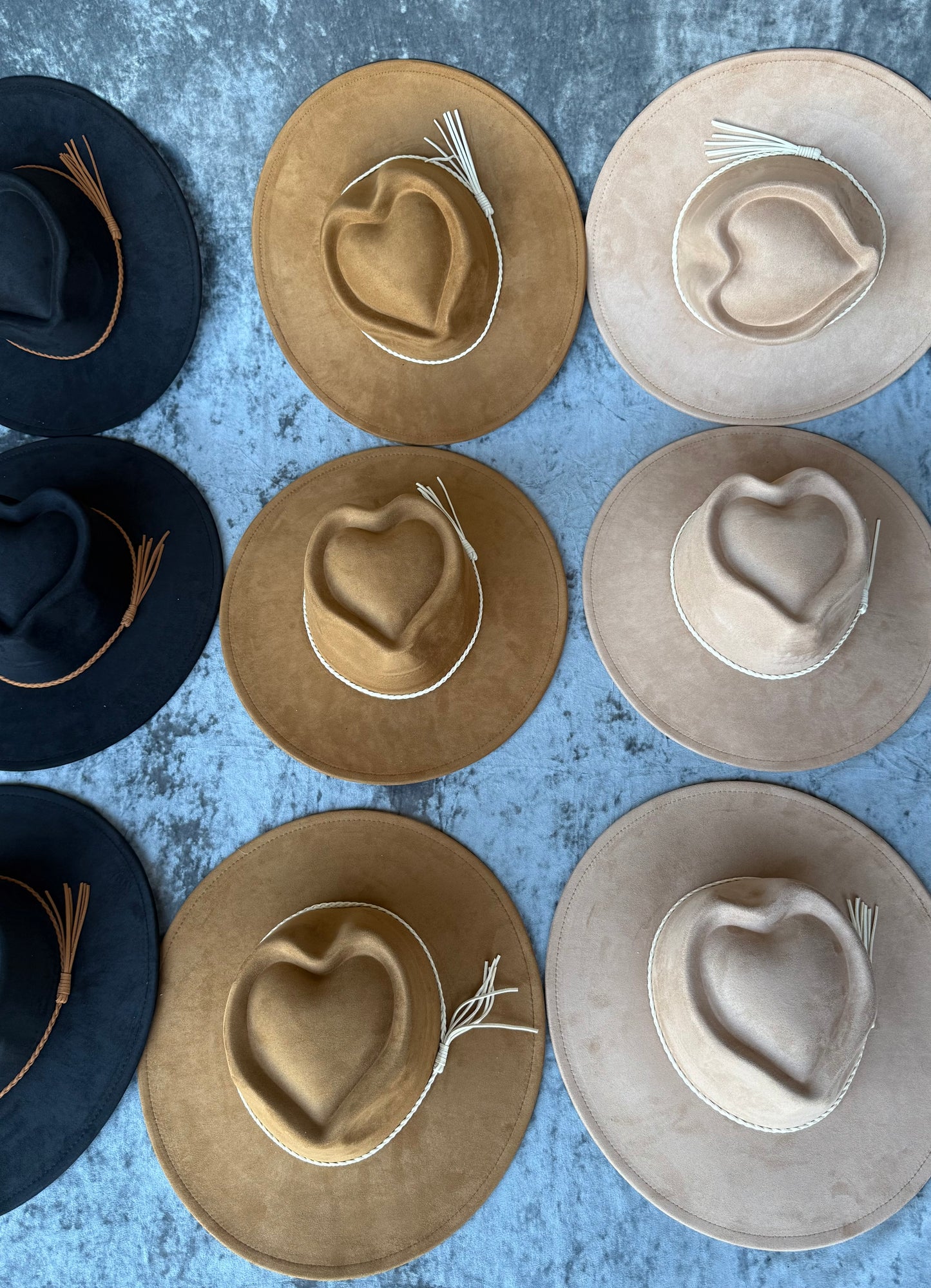 Hearted widebrim Vegan Fedora Hat