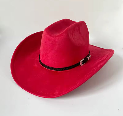 Premium Suede Cowboy Hat - Silver Design with Decorative Colorful Accents