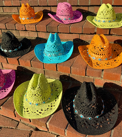 Spring Chain Hand Woven Straw Cowboy Hat