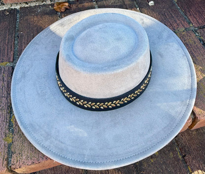 Golden leaves Round Boater Brim Hat Unisex ,Adjustable & Stylish Suitable for Pyrography, Laser Engraving