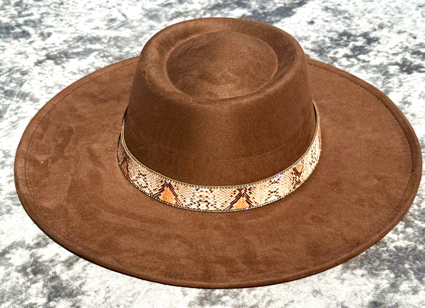 Round Boater Brim Animal Print Hat