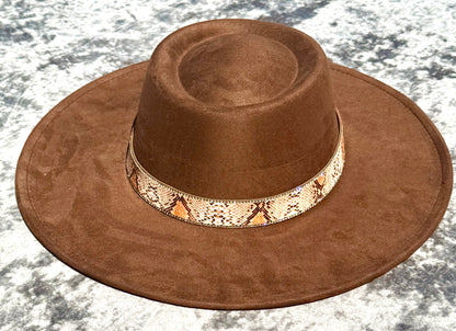 Round Boater Brim Animal Print Hat