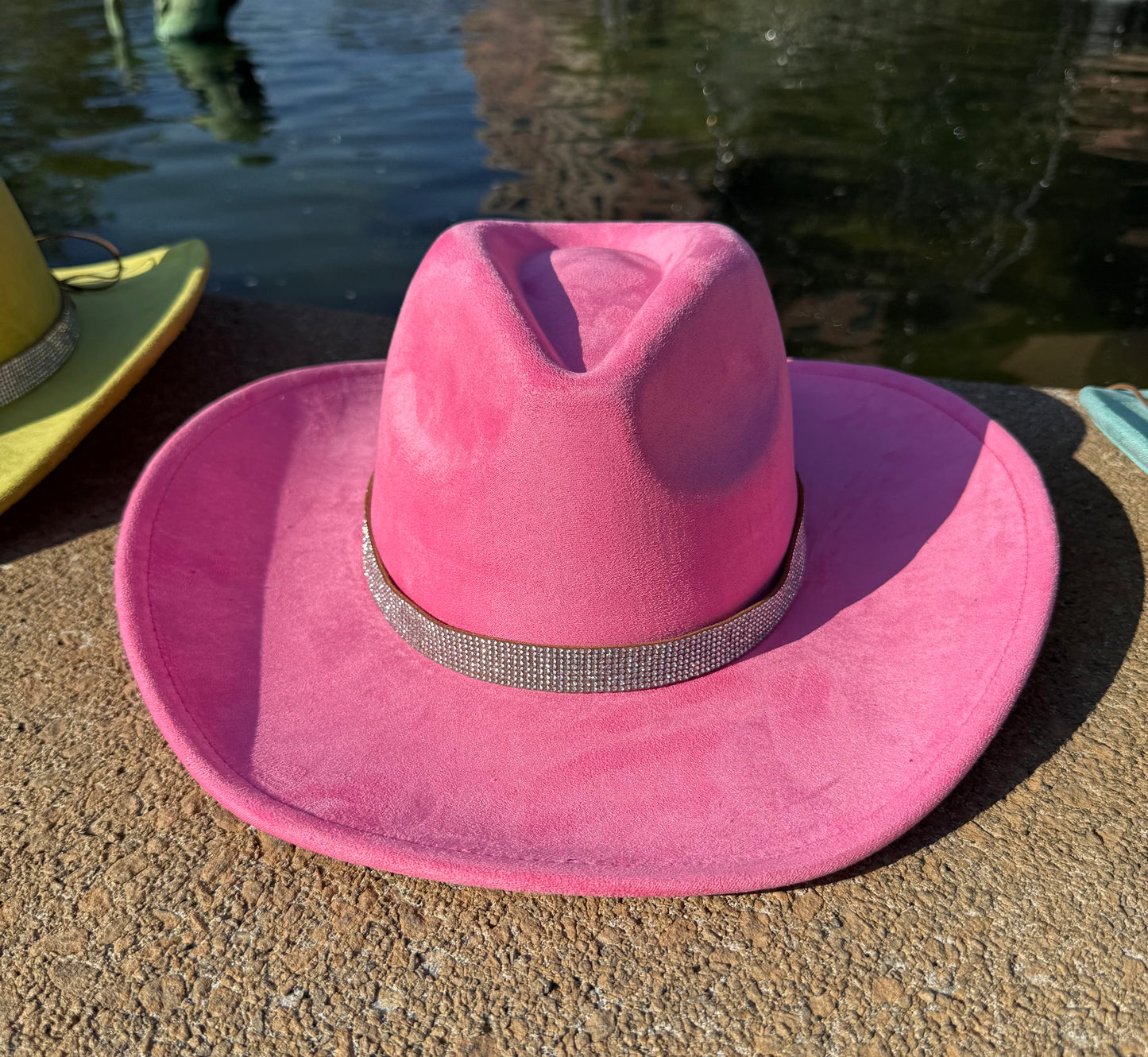 Vegan Suede Cowboy Hat, Hat with diamon Accessory, Hat for Burning, Cowboy Hat, Rancher Hat, Hat for customization