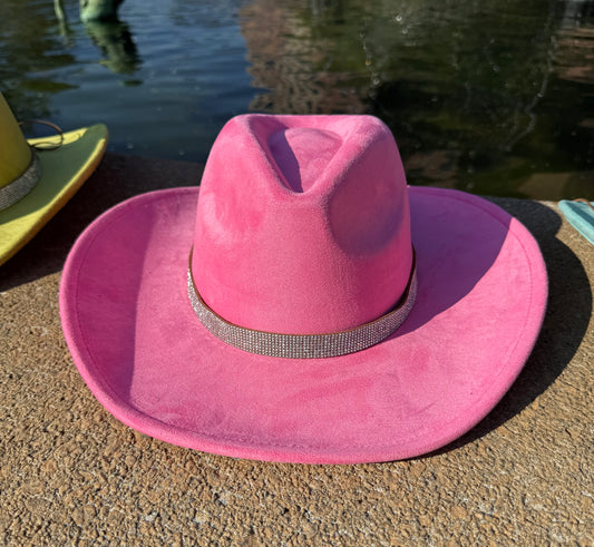Vegan Suede Cowboy Hat, Hat with diamon Accessory, Hat for Burning, Cowboy Hat, Rancher Hat, Hat for customization