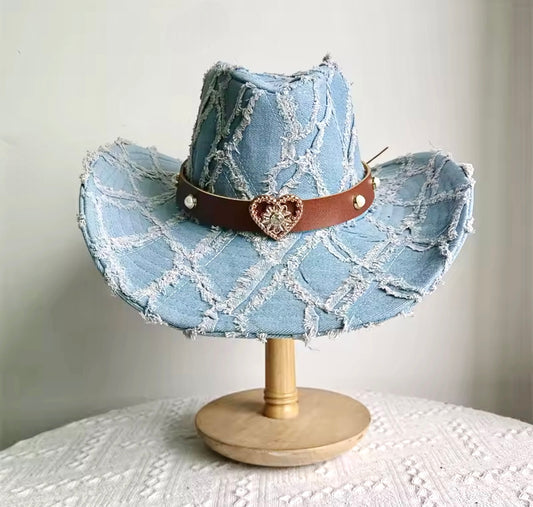 Western Diamond Denim CowboyHat - Accessorizmee