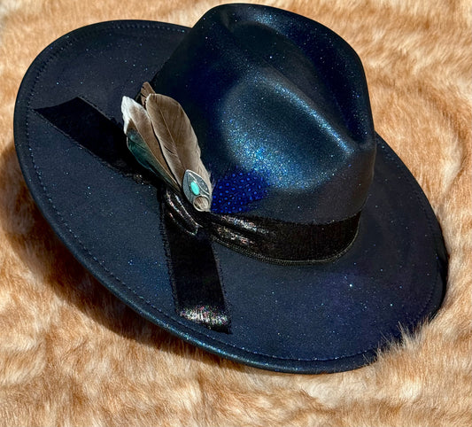 Custom handcrafted Galaxy Fedora Hat