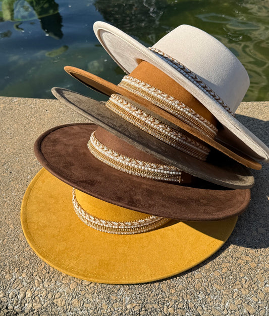 Flat diamond round brim Fedora Hat