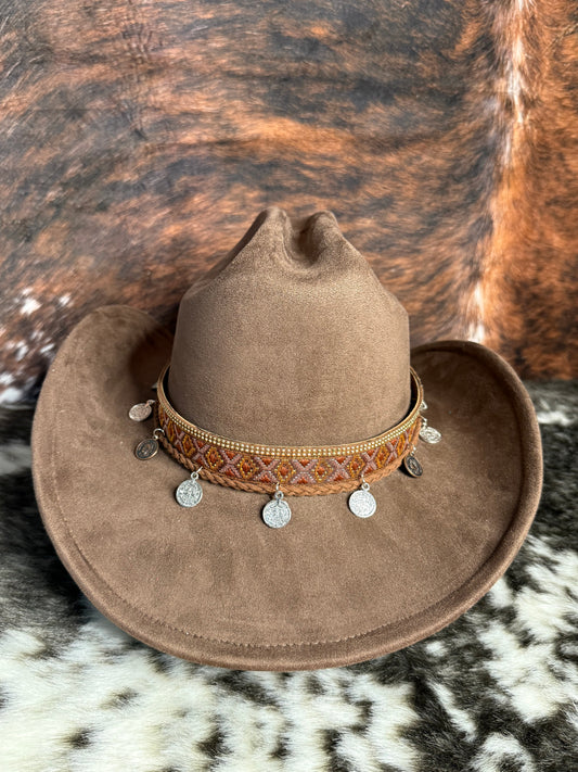 Premium Suede Cowboy Hat - Adjustable Straps Inside, Unisex Design, Size 56-58cm(S-L), Western Style, Great for Burning, Shipped in a Box - Accessorizmee