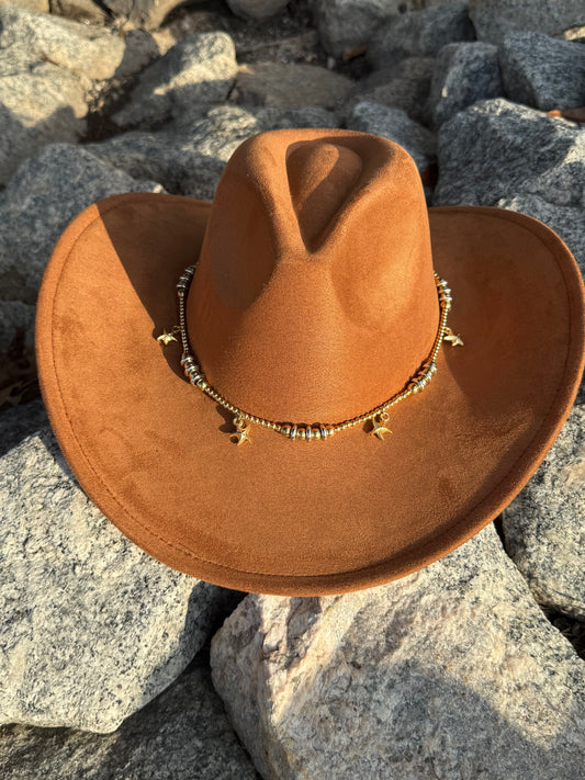 Premium Suede Cowboy Hat - Adjustable Straps Inside, Unisex Design, Size 56-58cm(S-L), Western Style, Great for Burning, Shipped in a Box