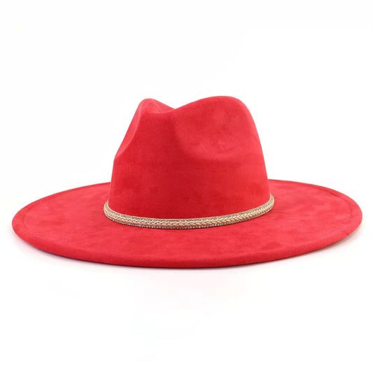 Dazzleme Suede Wide Brim Fedora Hat - Vegan Suede Material, Adjustable Straps, 10cm Brim, 12cm Height, Unisex Fashion Accessory - Accessorizmee