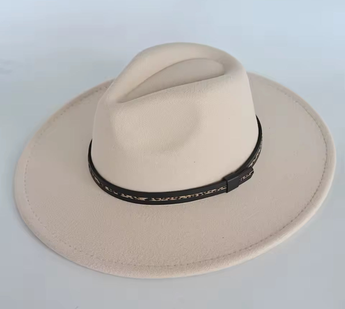 Wide Stiff Brim Fedora -With Leopard Accessory