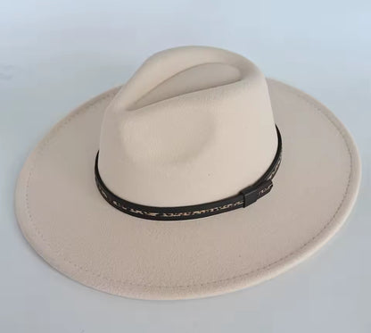 Wide Stiff Brim Fedora -With Leopard Accessory