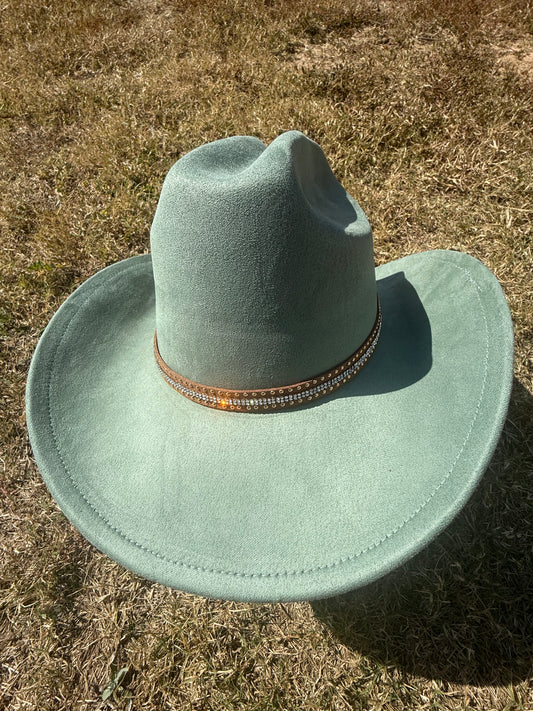 Premium Suede Cowboy Hat - Gold Design with Decorative Colorful Accents