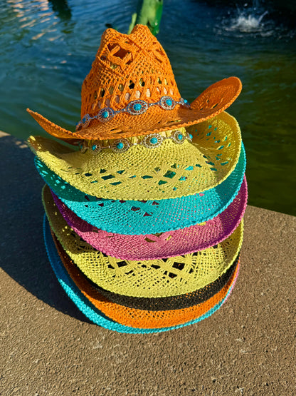 Spring Chain Hand Woven Straw Cowboy Hat
