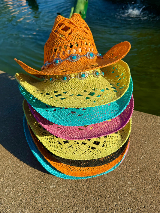 Spring Chain Hand Woven Straw Cowboy Hat - Accessorizmee