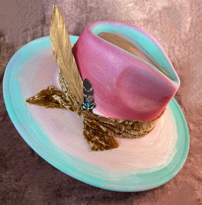 Custom handcrafted gold leaf Fedora Hat