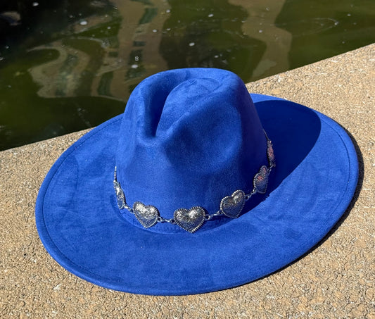 Heartbeat Suede Wide Brim Fedora Hat - Vegan Suede, Adjustable Straps, 10cm Brim, 12cm Height, Unisex Fashion Accessory