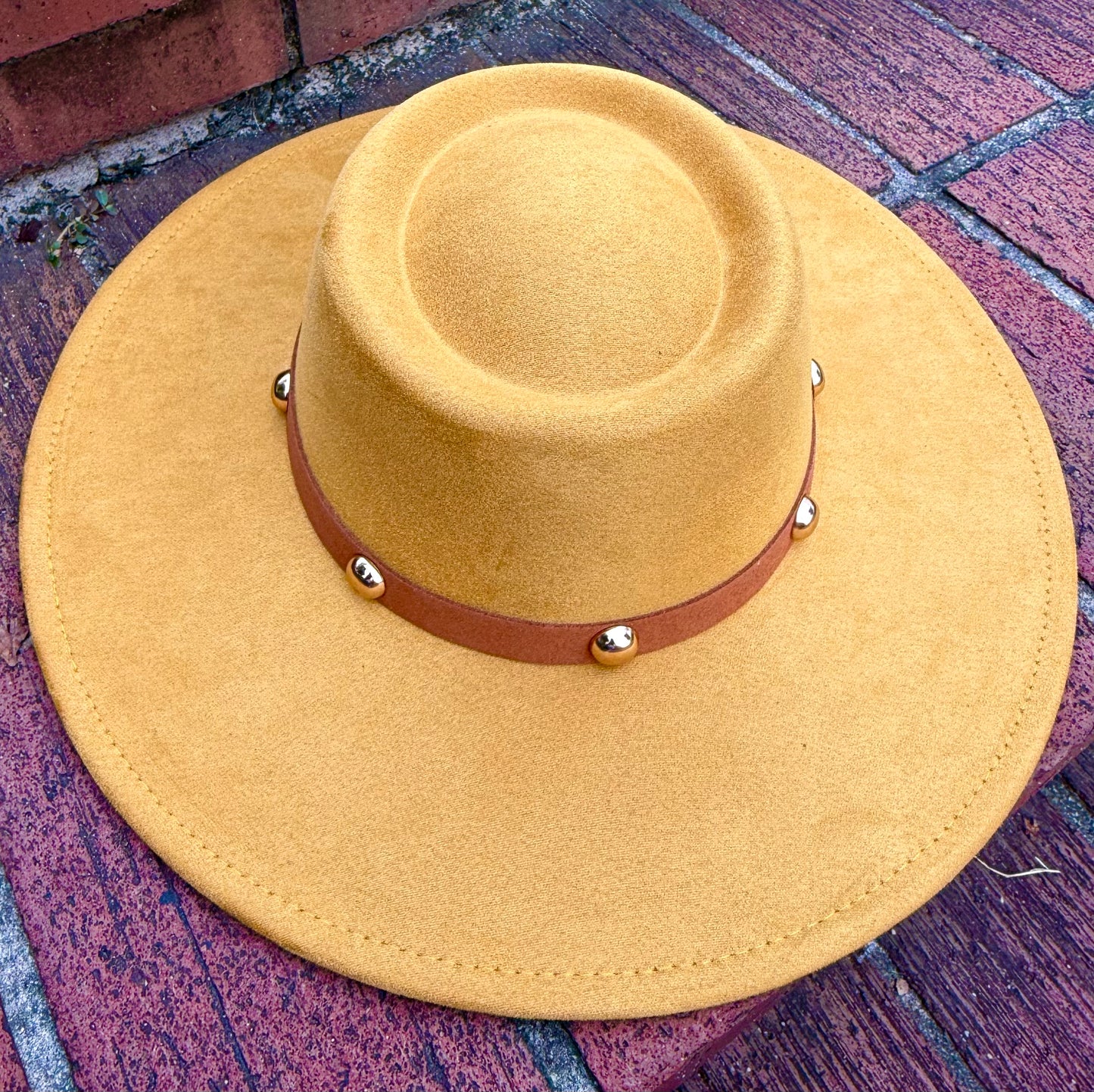 Round Boater Brim Studded Hat