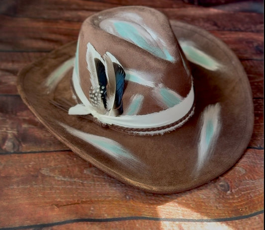 Western Twang Suede Cowboy Hat with Decorative Design and Unique Patterns