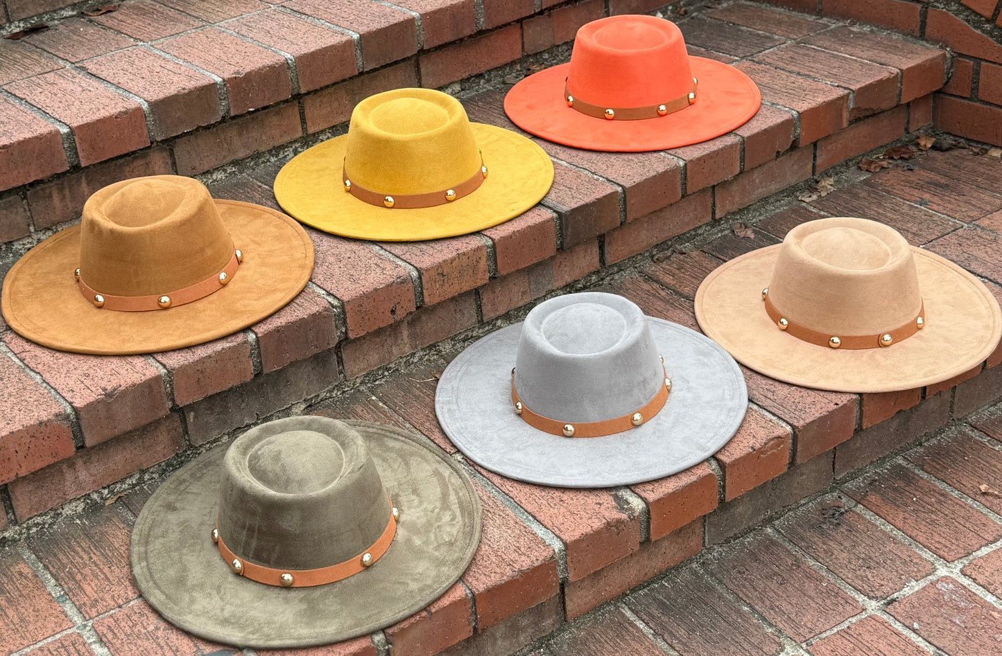 Round Boater Brim Studded Hat