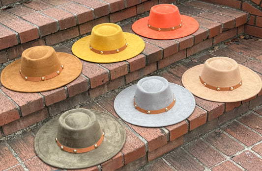 Round Boater Brim Studded Hat