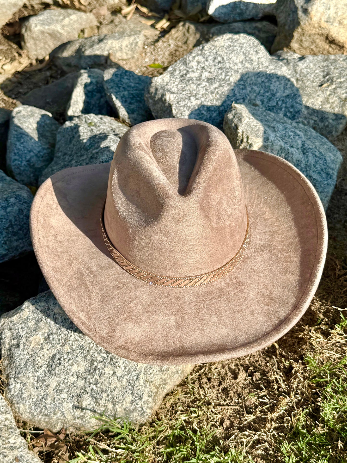 Rose Gold Suede Cowboy Hat