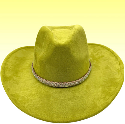 Lime Suede Cowboy Hat - Accessorizmee