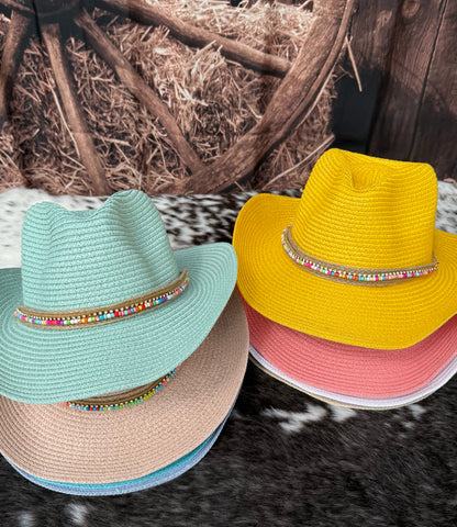 Straw Cowboy  Breathable  Hat- with band