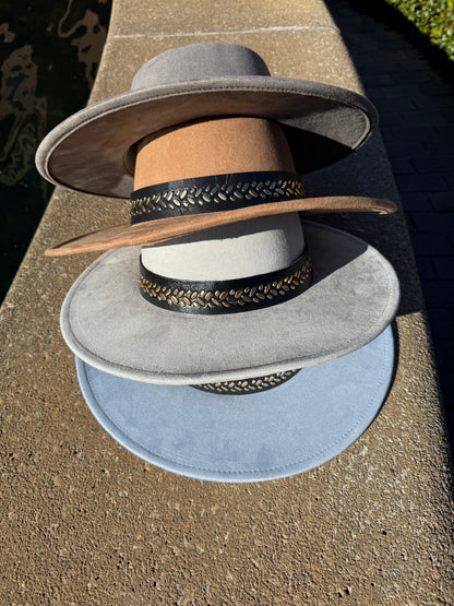 Golden leaves Round Boater Brim Hat Unisex ,Adjustable & Stylish Suitable for Pyrography, Laser Engraving