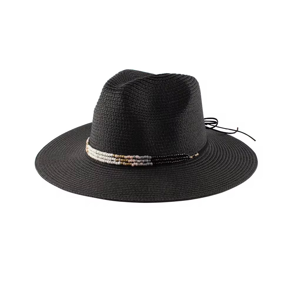 Beyond Straw Fedora Hat-Black