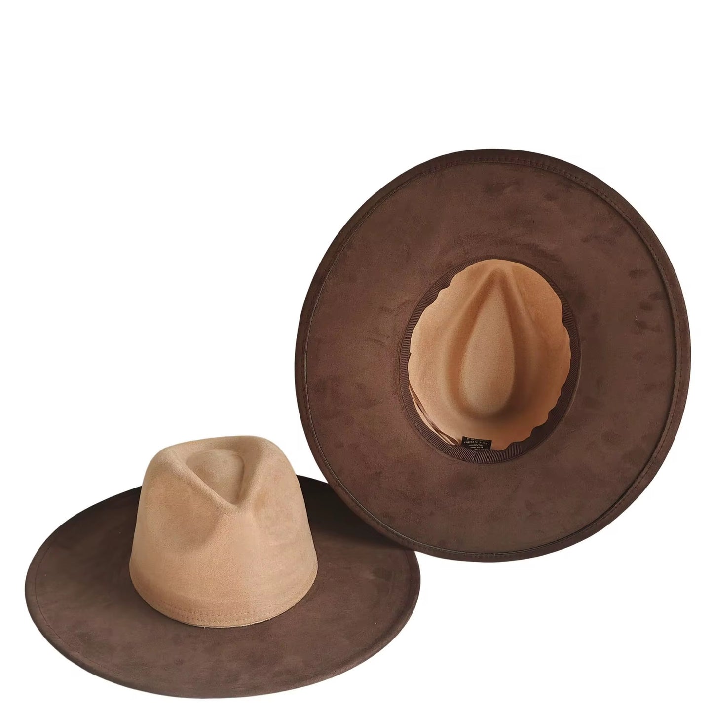 Two Toned Vegan Suede Hat Blank, Hat for Burning, Hat Pyrography, Fedora Hat, Wide Brim Hat, Hat for Engraving