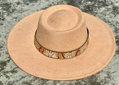 Round Boater Brim Animal Print Hat