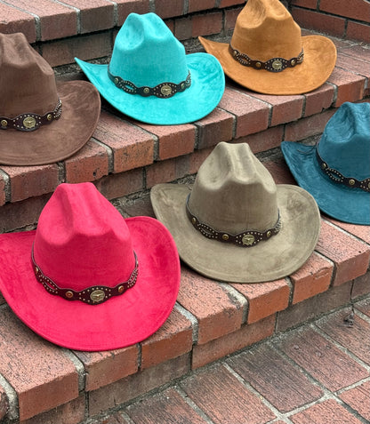 Premium Suede Cowboy Hat - Sanded Design, Unisex ,Adjustable & Stylish Suitable for Pyrography, Laser Engraving