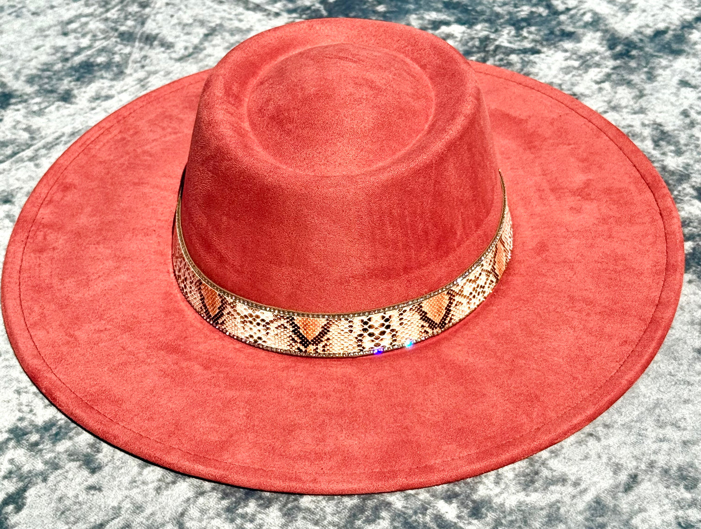 Round Boater Brim Animal Print Hat