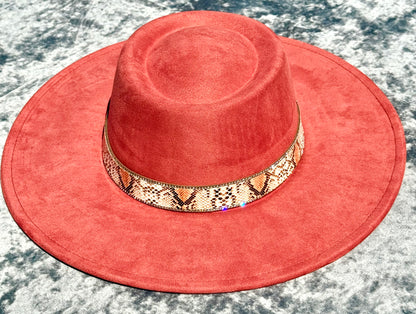 Round Boater Brim Animal Print Hat
