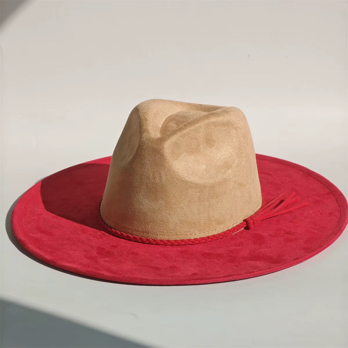 Two Toned Vegan Suede Hat Blank, Hat for Burning, Hat Pyrography, Fedora Hat, Wide Brim Hat, Hat for Engraving