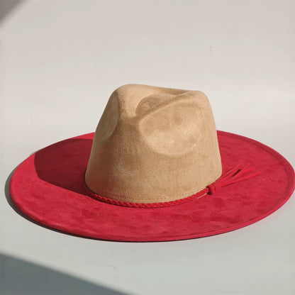 Two Toned Vegan Suede Hat Blank, Hat for Burning, Hat Pyrography, Fedora Hat, Wide Brim Hat, Hat for Engraving