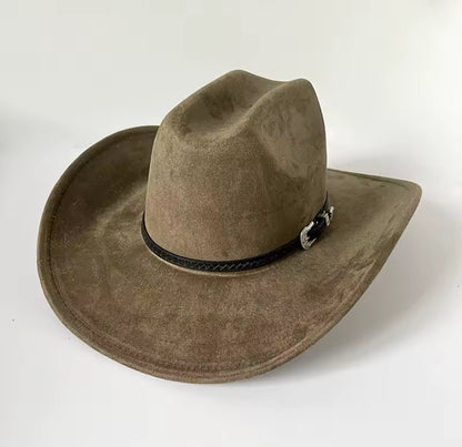 Premium Suede Cowboy Hat - Silver Design with Decorative Colorful Accents