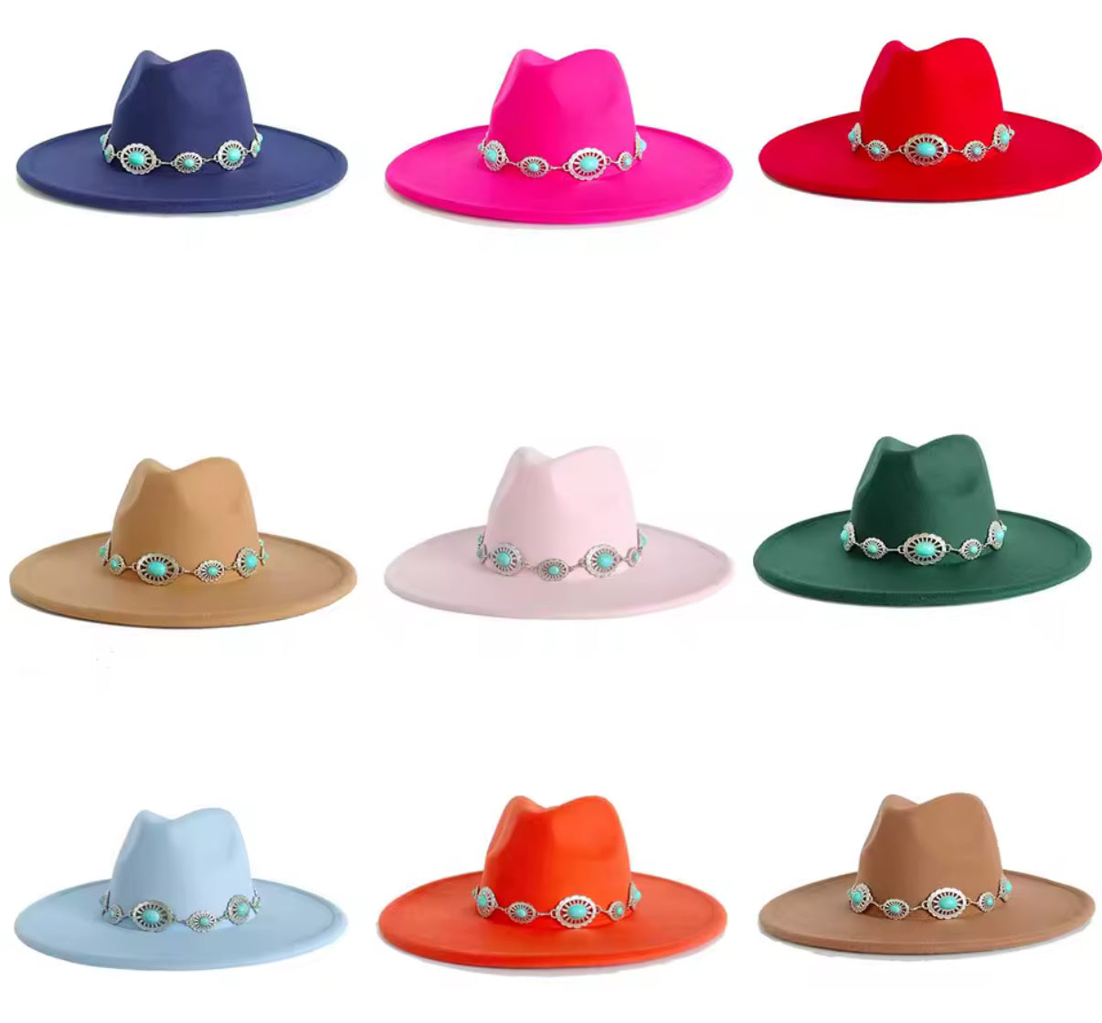 Wide Stiff Brim Fedora -With Accessory