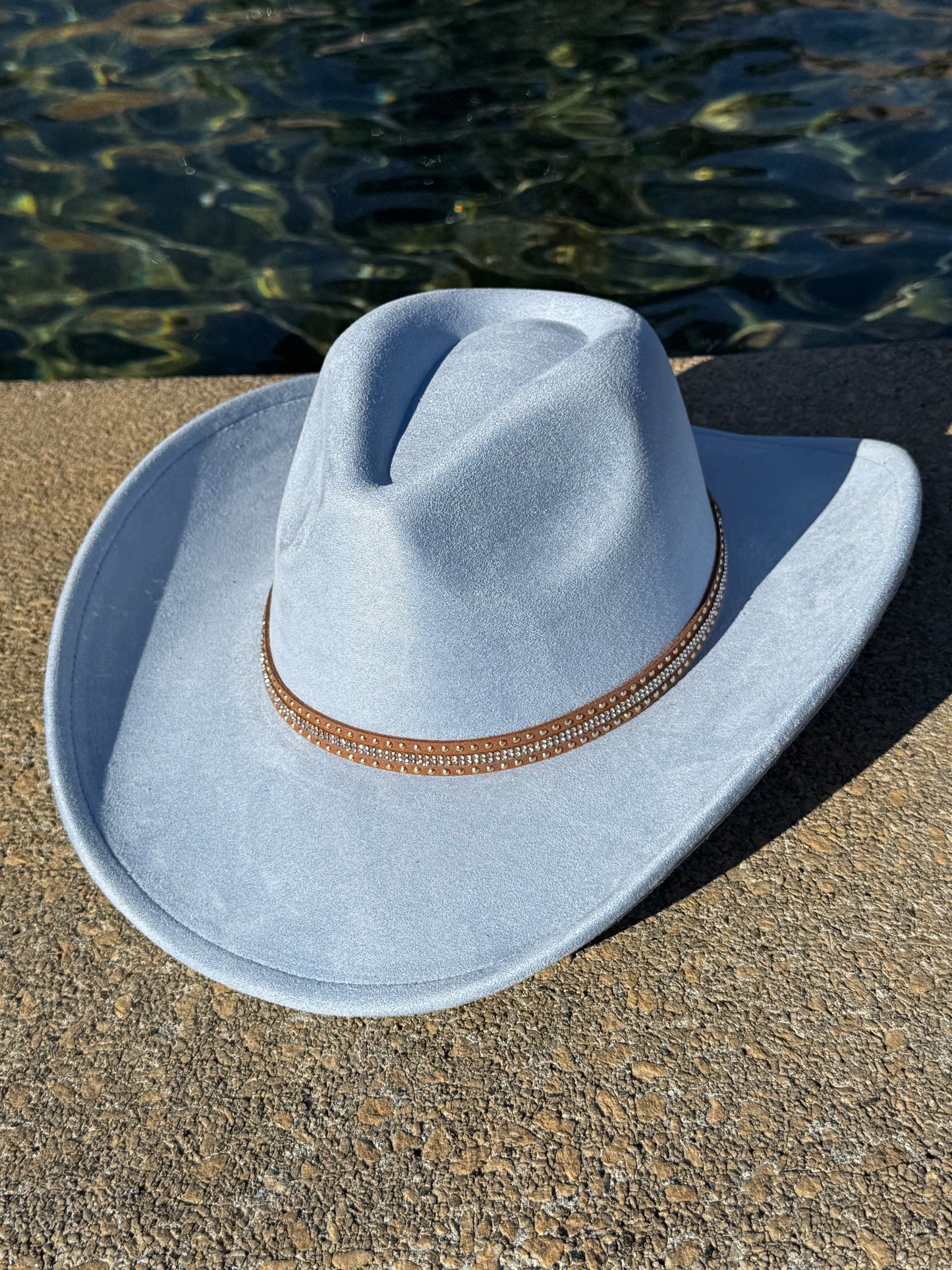 Vegan Suede Cowboy Hat, Hat with Diamond Ruff Accessory, Hat for Burning, Cowboy Hat, Rancher Hat, Hat for customization