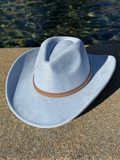 Vegan Suede Cowboy Hat, Hat with Diamond Ruff Accessory, Hat for Burning, Cowboy Hat, Rancher Hat, Hat for customization