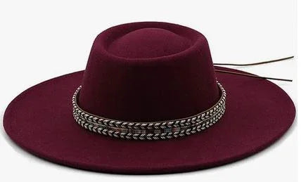 Round Widebrim Fedora- Burgundy - Accessorizmee