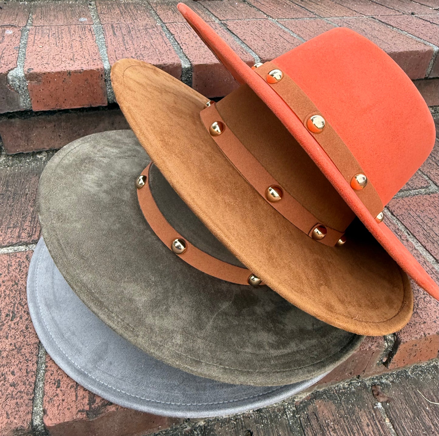 Round Boater Brim Studded Hat