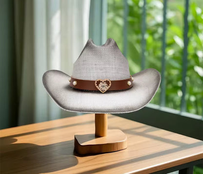 Southern Straw Diamond Cowboy Hat Hand-Woven Diamond Design Adjustable Straps 56-58cm Natural Grass Riffia Seagrass Sun Protection Western Style Unisex