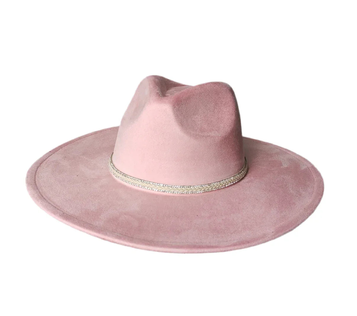 Dazzleme Suede Wide Brim Fedora Hat - Vegan Suede Material, Adjustable Straps, 10cm Brim, 12cm Height, Unisex Fashion Accessory - Accessorizmee