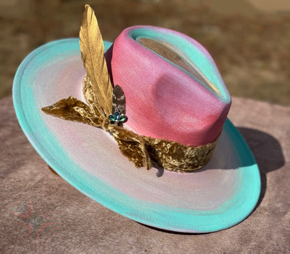 Custom handcrafted gold leaf Fedora Hat