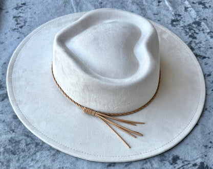 Hearted widebrim Vegan Fedora Hat